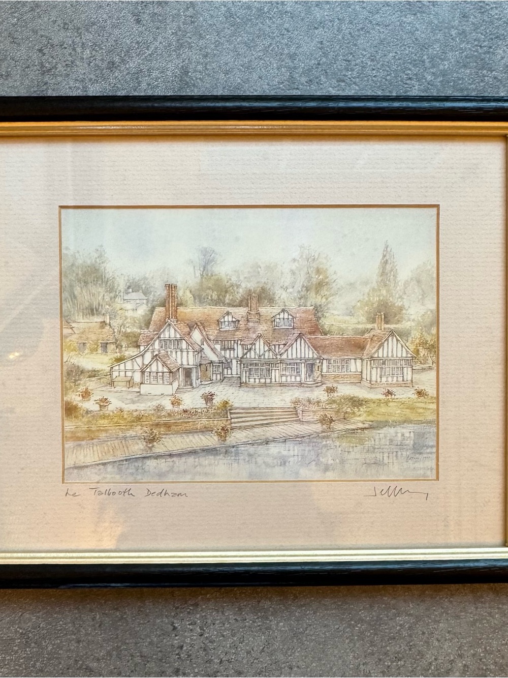 The Dedham Talbooth Print in Cream and Tan Signed
